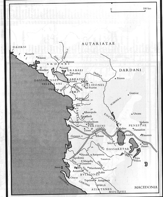 Карта Иллирийского царства из книги: Wilkes J. The Illyrians