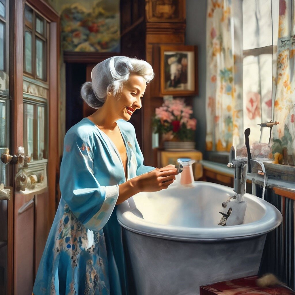 Не у каждой ба и пра была такая ванна в Советском Союзе. Скорее, почти ни у кого не было. А жаль. Но и в городах и в деревнях уксус для волос использовали