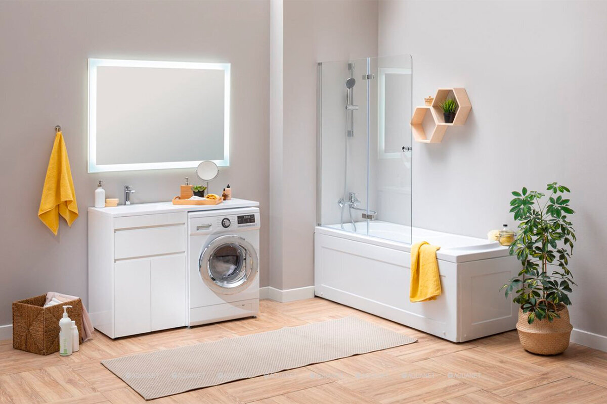 Тумба с раковиной под стиральную машину от Aquanet