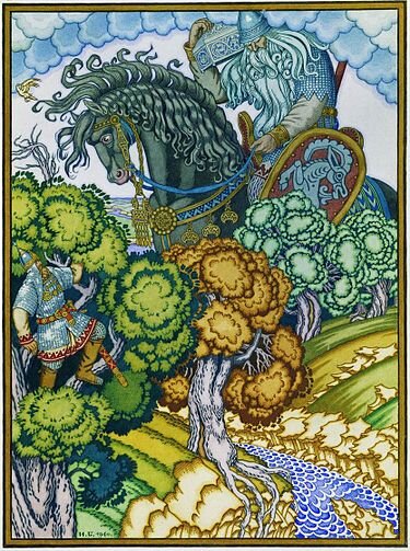 И. Билибин. Илья Муромец и Святогор. 1900-е гг. 