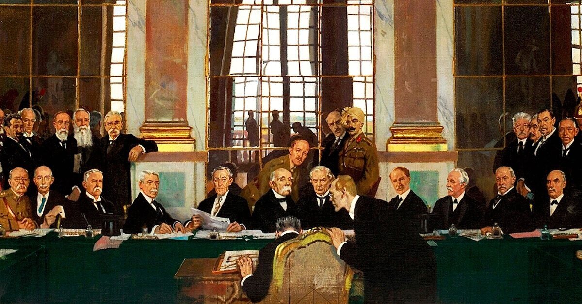 Версальская система и договор о Лиге Наций, созданные в результате Первой Мировой.