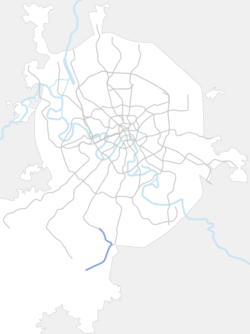 Трассировка Бутовской линии на карте Москвы. Взято отсюда: https://ru.wikipedia.org.