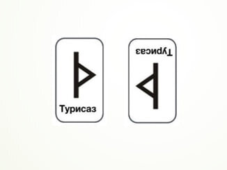 Руна Турисаз в перевёрнутом положении похожа на своё зеркальное отражение.