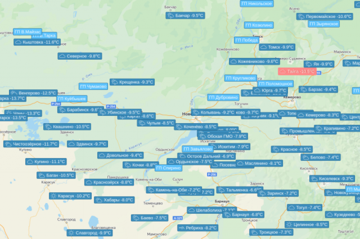    На западе Новосибирской области похолодало до -13,7 градусов