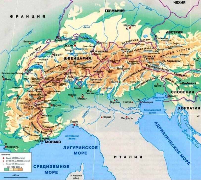 Физическая карта евразии реки и озера