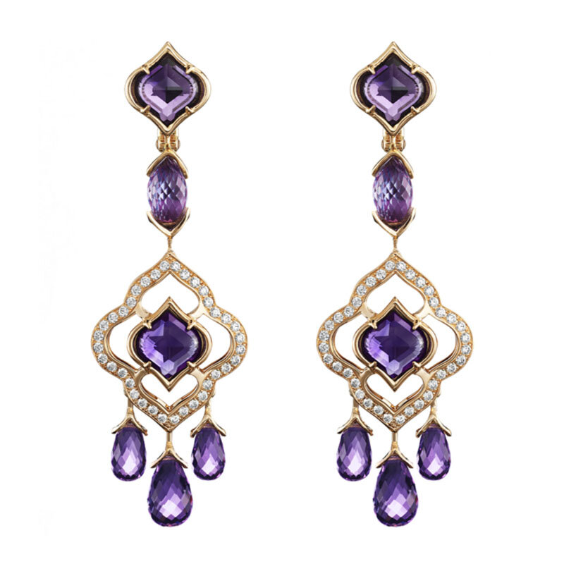 Серьги Chopard Imperiale из розового золота с бриллиантами и аметистами