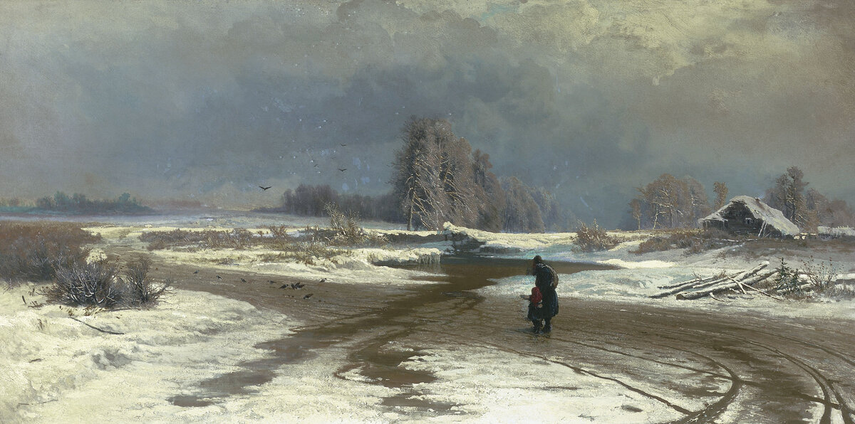 "Оттепель", Ф.А. Васильев, 1871. Третьяковская галерея, Москва.