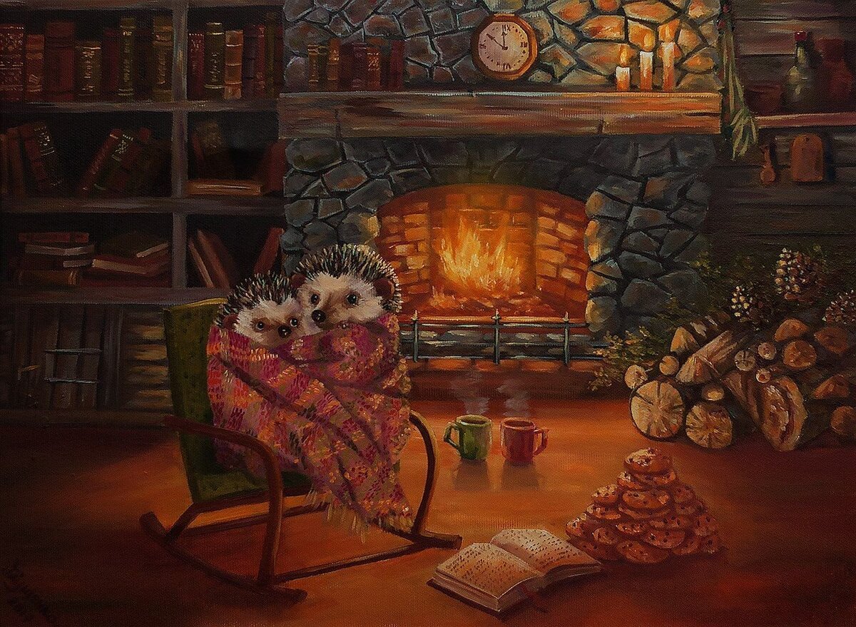 Если в доме нет камина - не беда. Можно сесть у батареи, укутавшись уютным пледом.