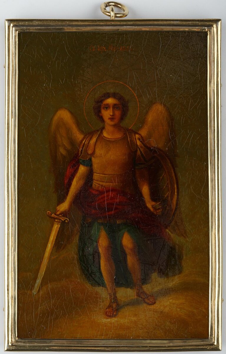 Икона в окладе. Архангел Михаил. 1915 г. Из собрания ГВСМЗ