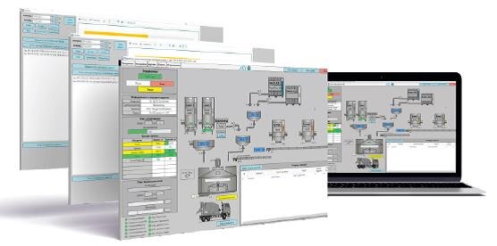 Рис. 6. Общий интерфейс АСУТП и вкладки сводных учетов по работе АБСУ
