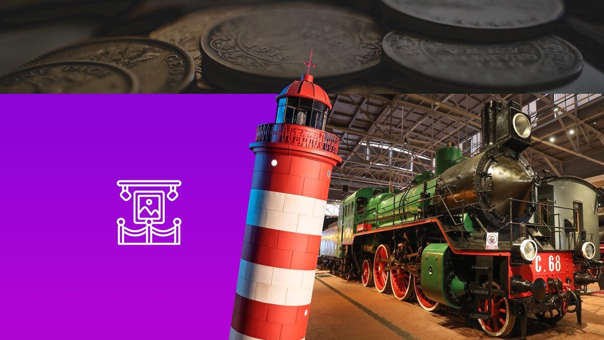 Коллаж 78.ru: lighthousemuseum.ru, vk.com/Музей железных дорог России, unsplash.com, flaticon.com