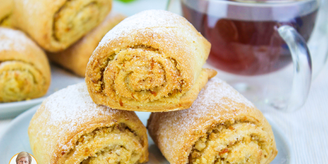 Творожные рулетики с ореховой начинкой! Нежное и хрустящее творожное печенье