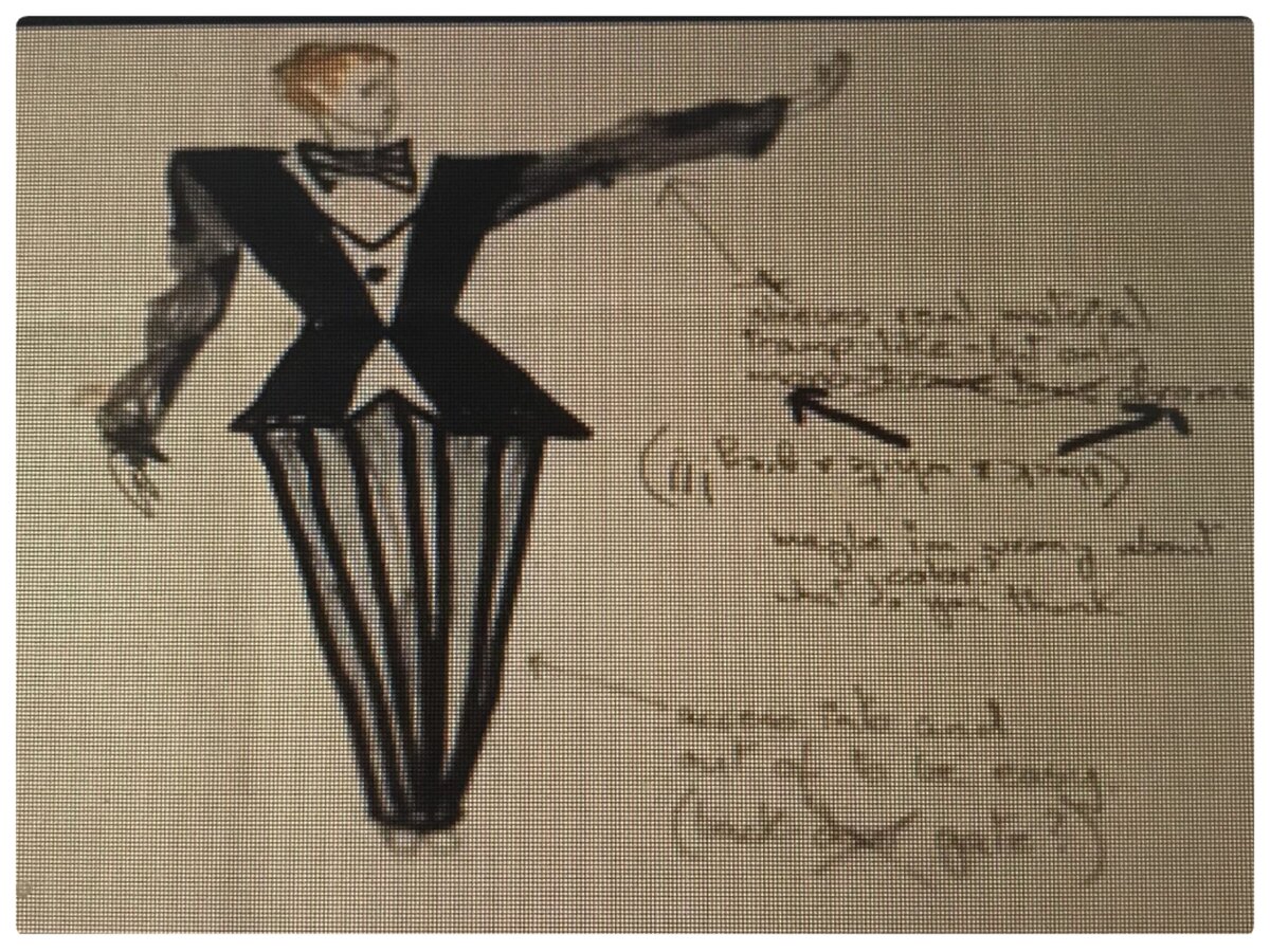 Эскиз костюма с пометками Дэвида Боуи 