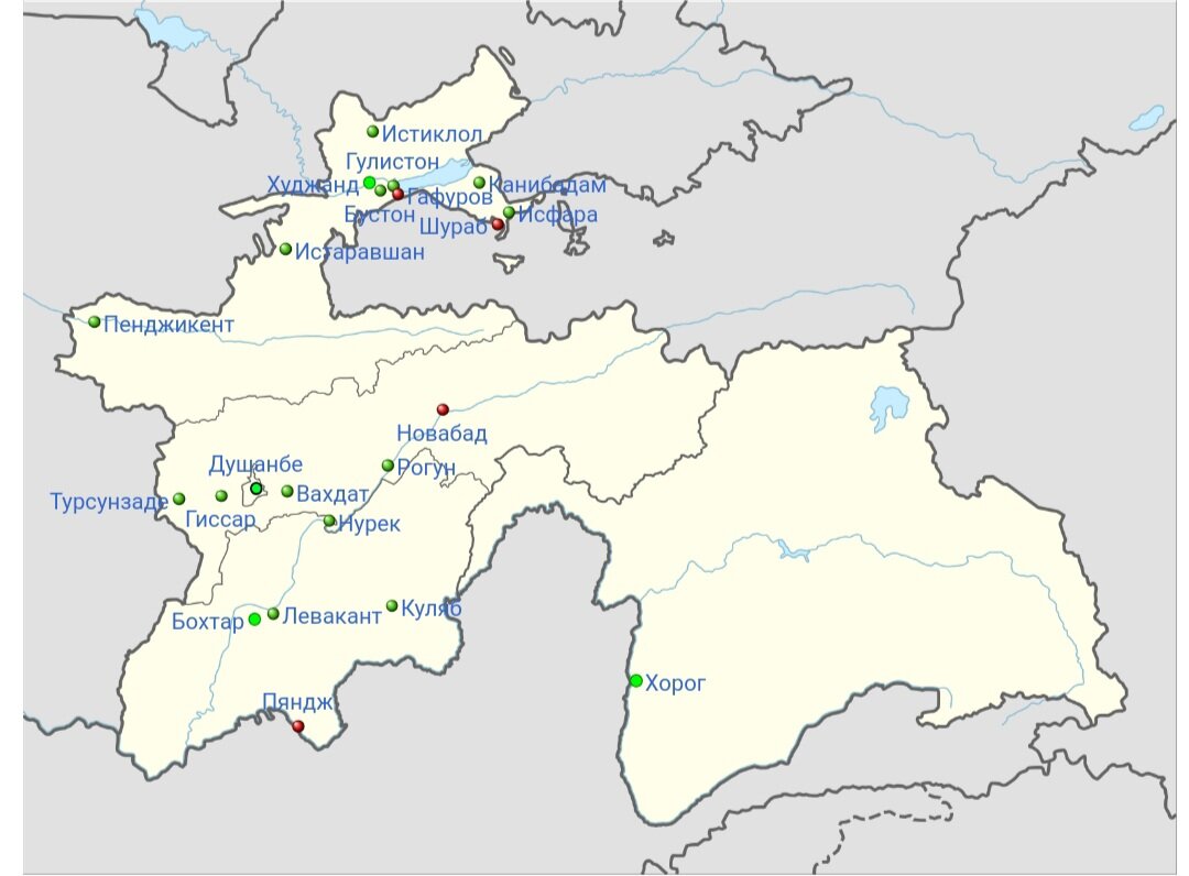 Карта Таджикистана 