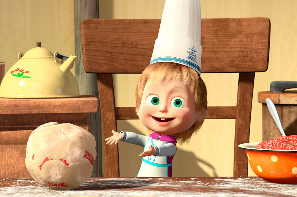 Скриншот из мультфильма "Маша и медведь" серия 24 "Приятного аппетита". Маша говорит: "Во, залипуха какая". В стоматологии это скорее залЕпуха, так как пациенты часто просят "залепить".