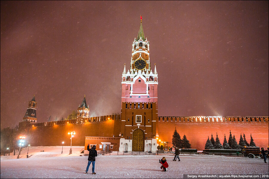 Москва Кремль зима ночь