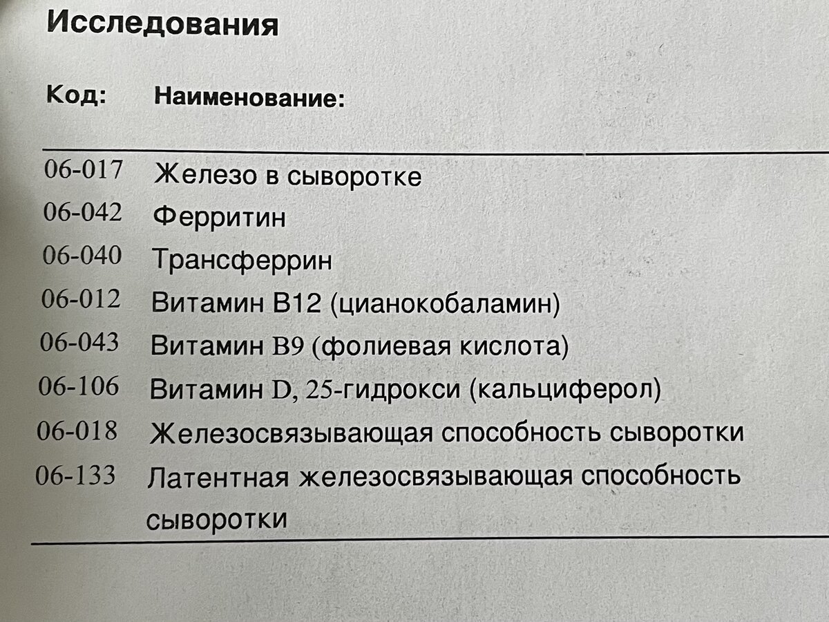 Направление на анализ крови