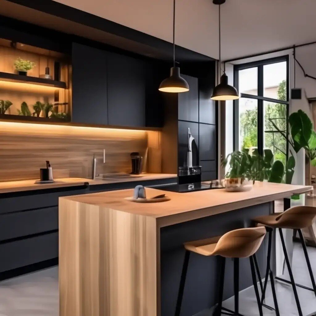 Дерево и графит - удачное сочетание в Лофте