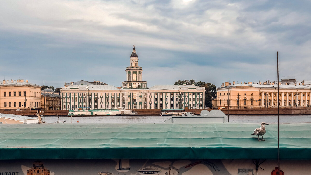 Санкт-Петербург, вид на Университетскую набережную с противоположного берега 