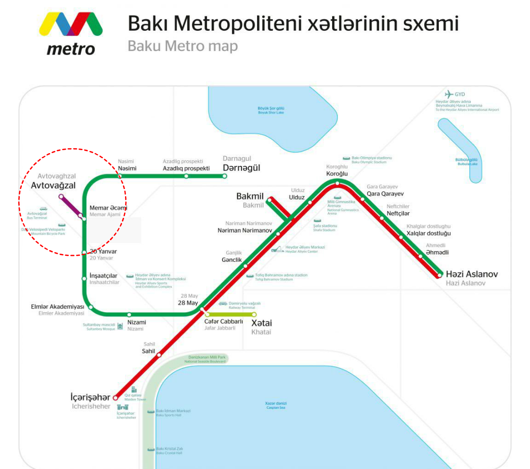 Карта метро баку на русском