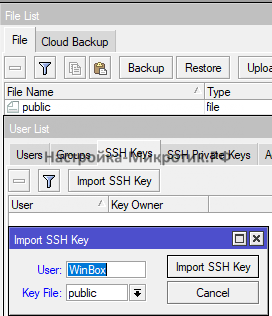 System > Users > SSH Keys