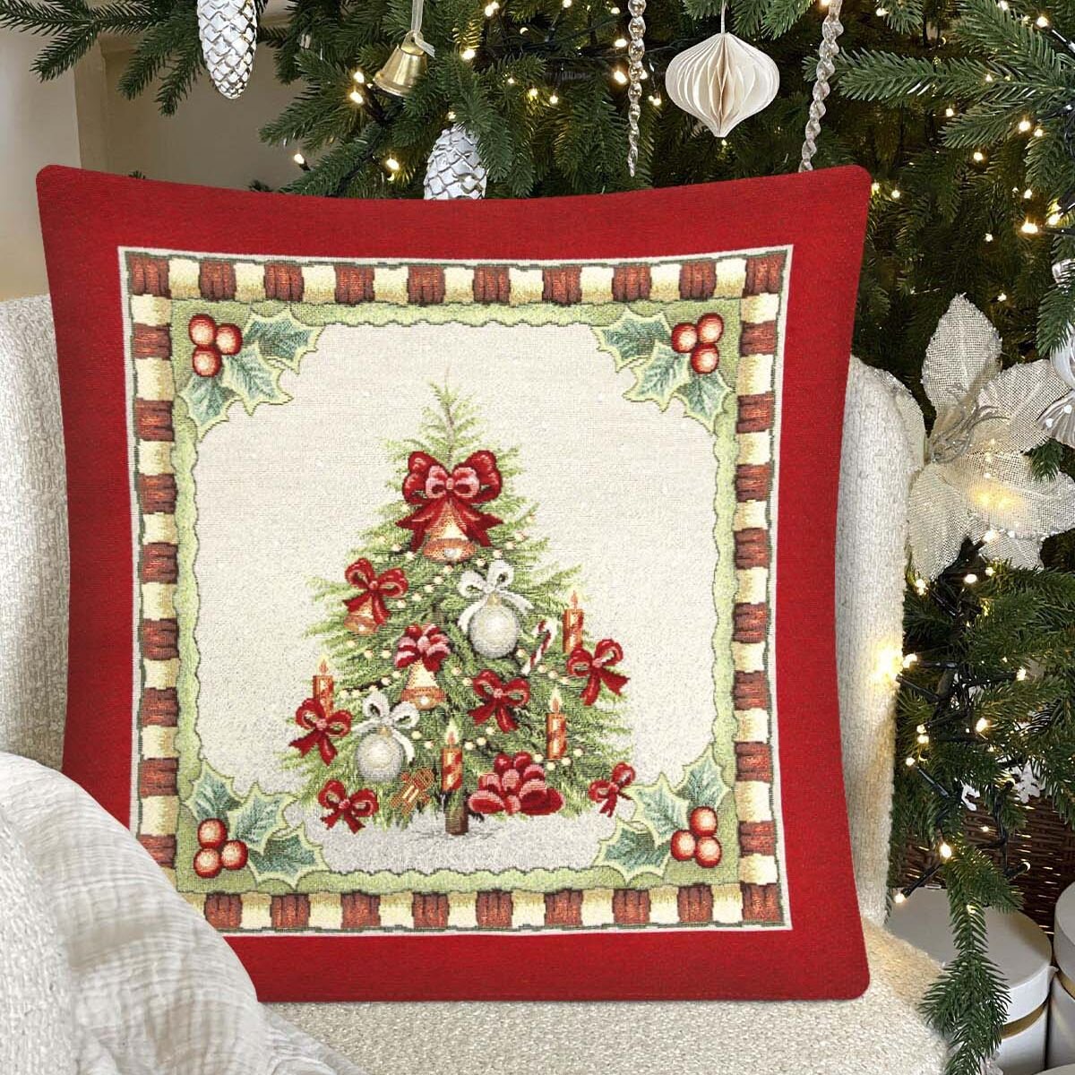 Декоративная наволочка "Гобелен" Новогодняя ярмарка. Елка