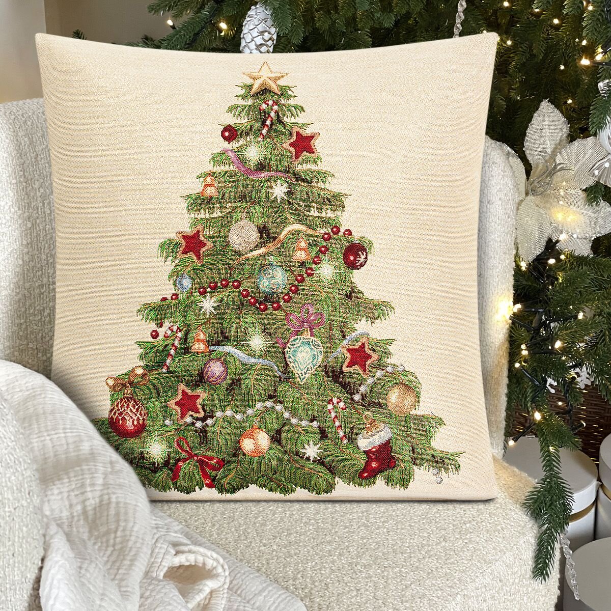 Декоративная наволочка "Гобелен" Новогодняя елка