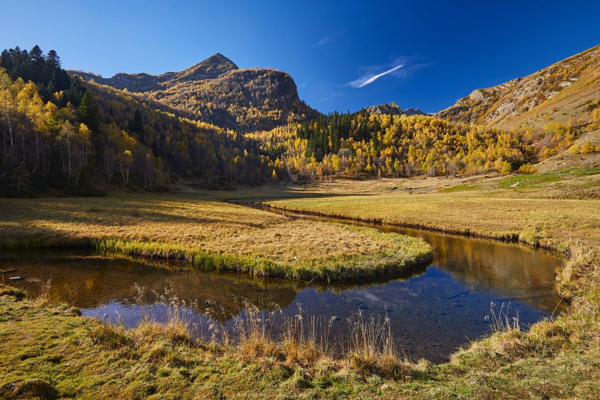 Река красиво вьётся по долине