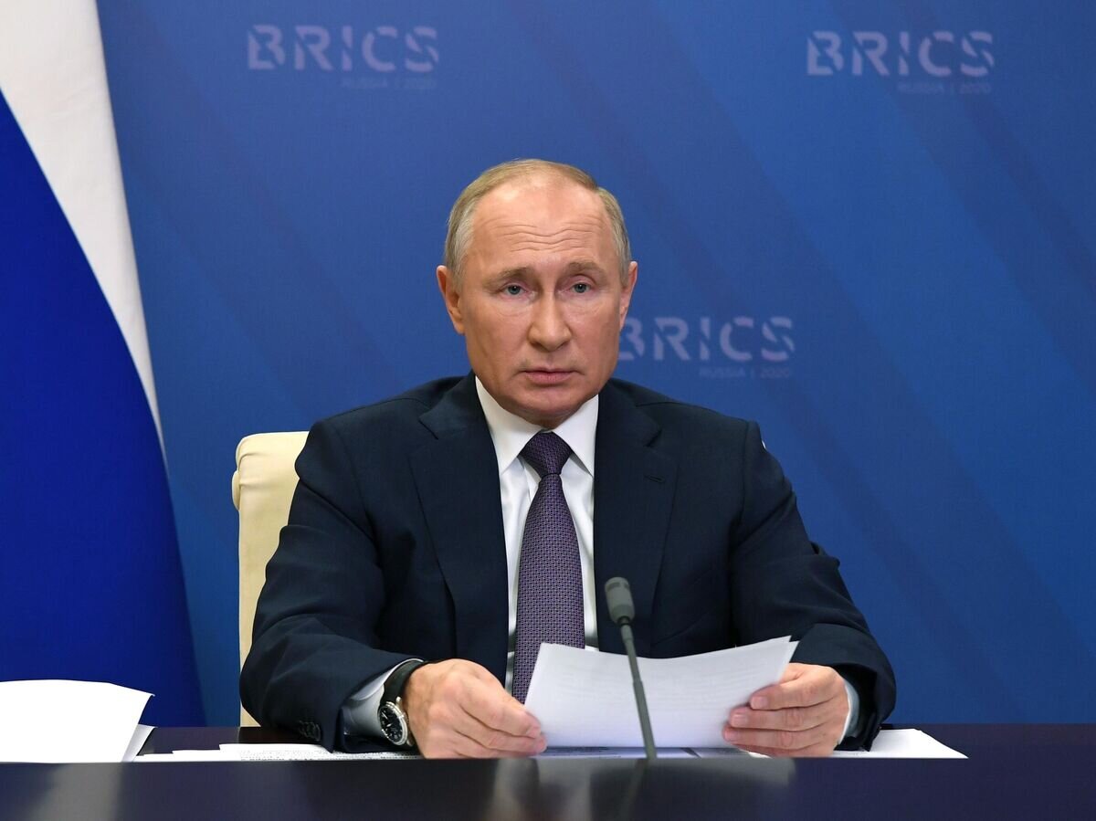    Президент РФ Владимир Путин принимает участие в XII саммите БРИКС в режиме видеоконференции© РИА Новости / Алексей Никольский