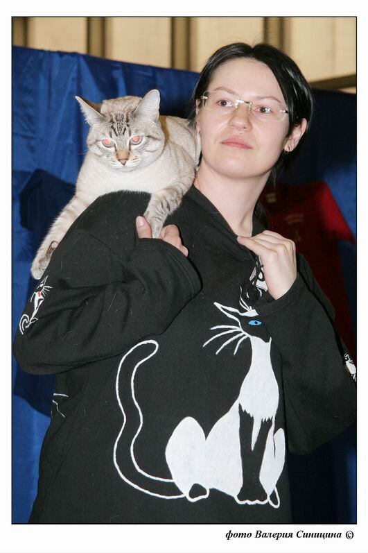Галина Азаркина со своим знаменитым котом Чулалоке Тайская Легенда