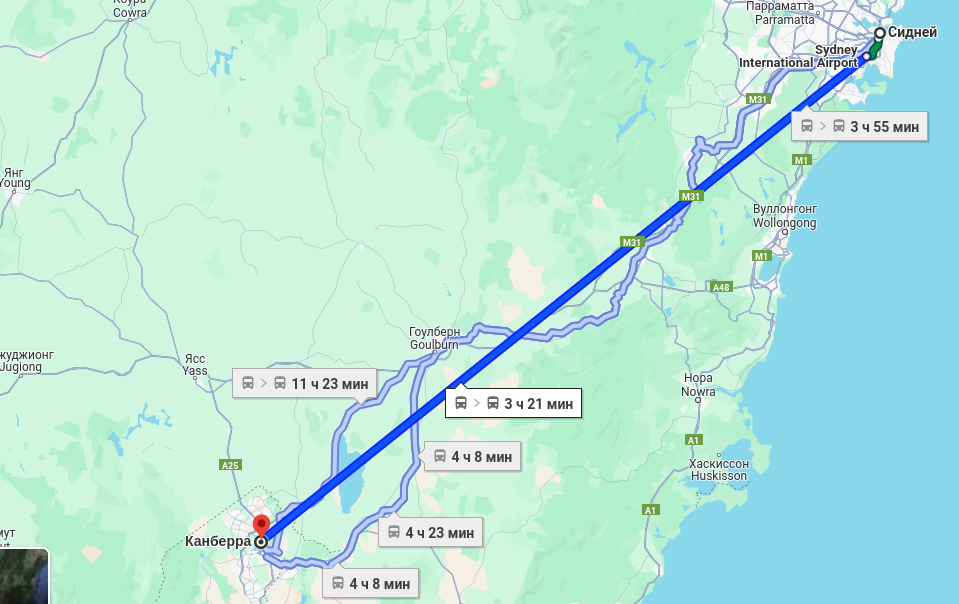 Видите, ближе к Канберре городок Гоулберн? Вот он сегодня герой статьи. Понять не могу, откуда взялась эта прямая линия ни карте, так только самолет летит.