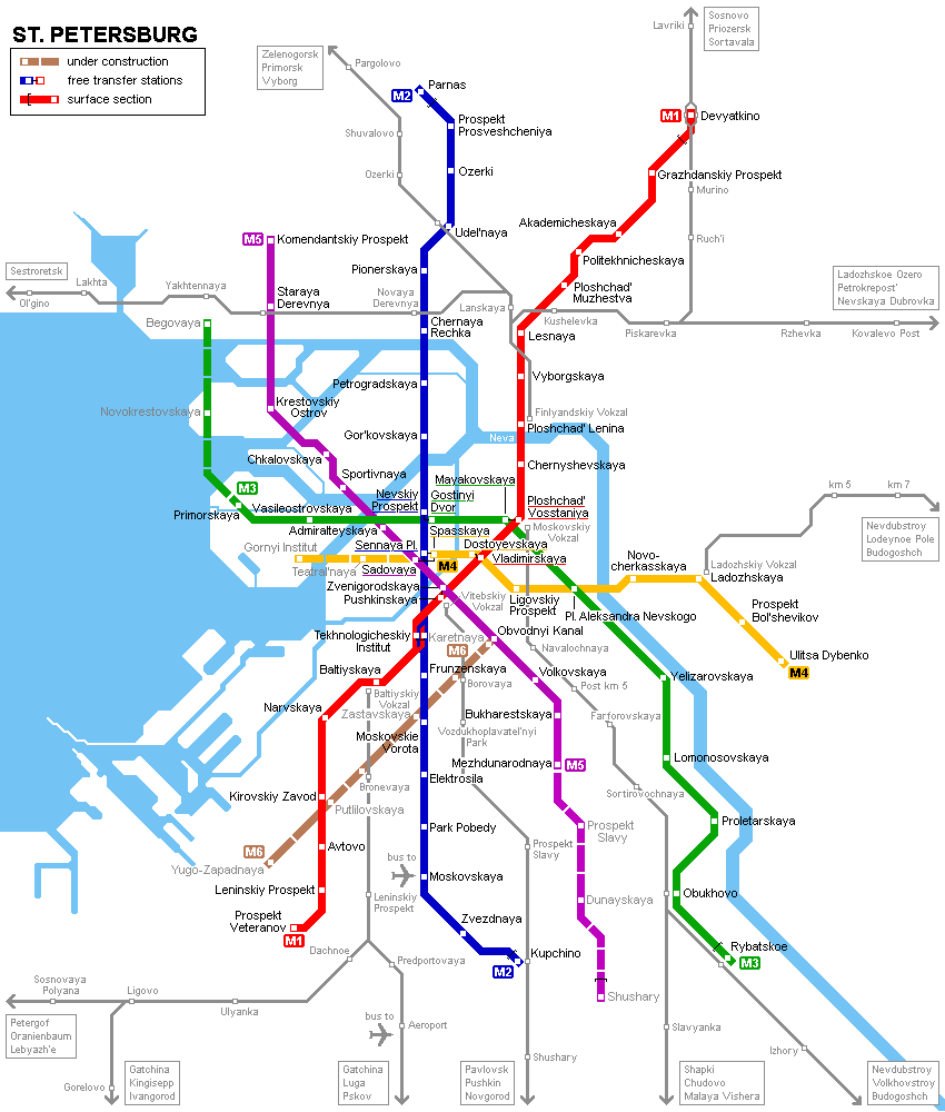 Схема метро с петербурга на карте города