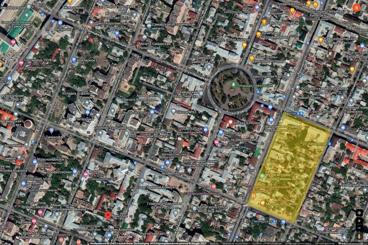 Квартал №25 на карте современной Самары