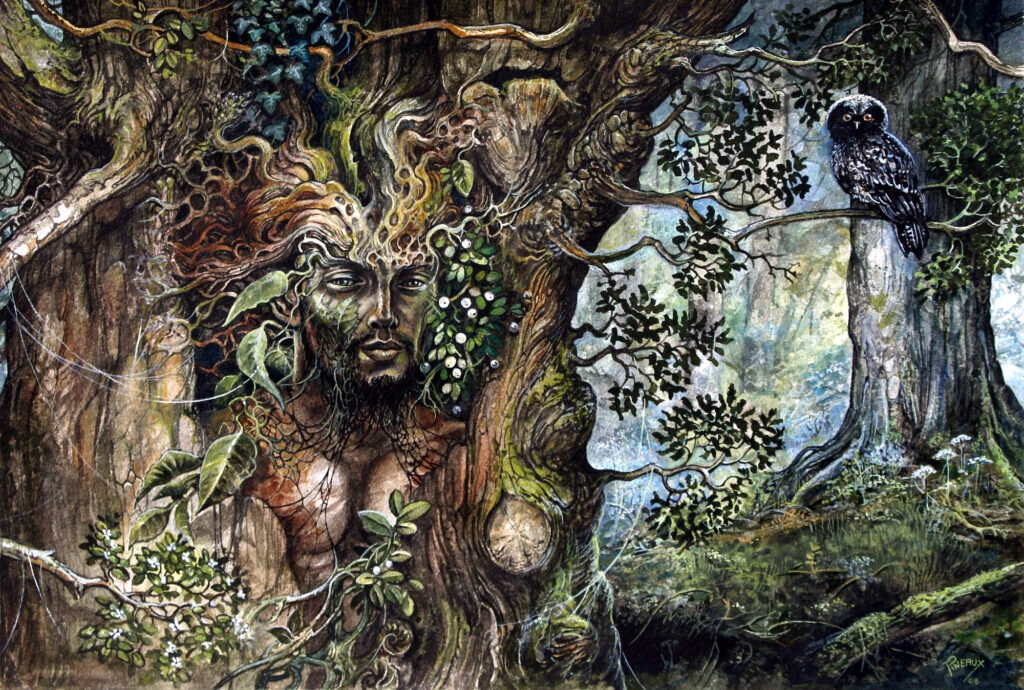 чаща бога. девушка в лесу. кернунн бог арт. когда благодаришь бога чаще чем. лагерь в лесу днд арт.