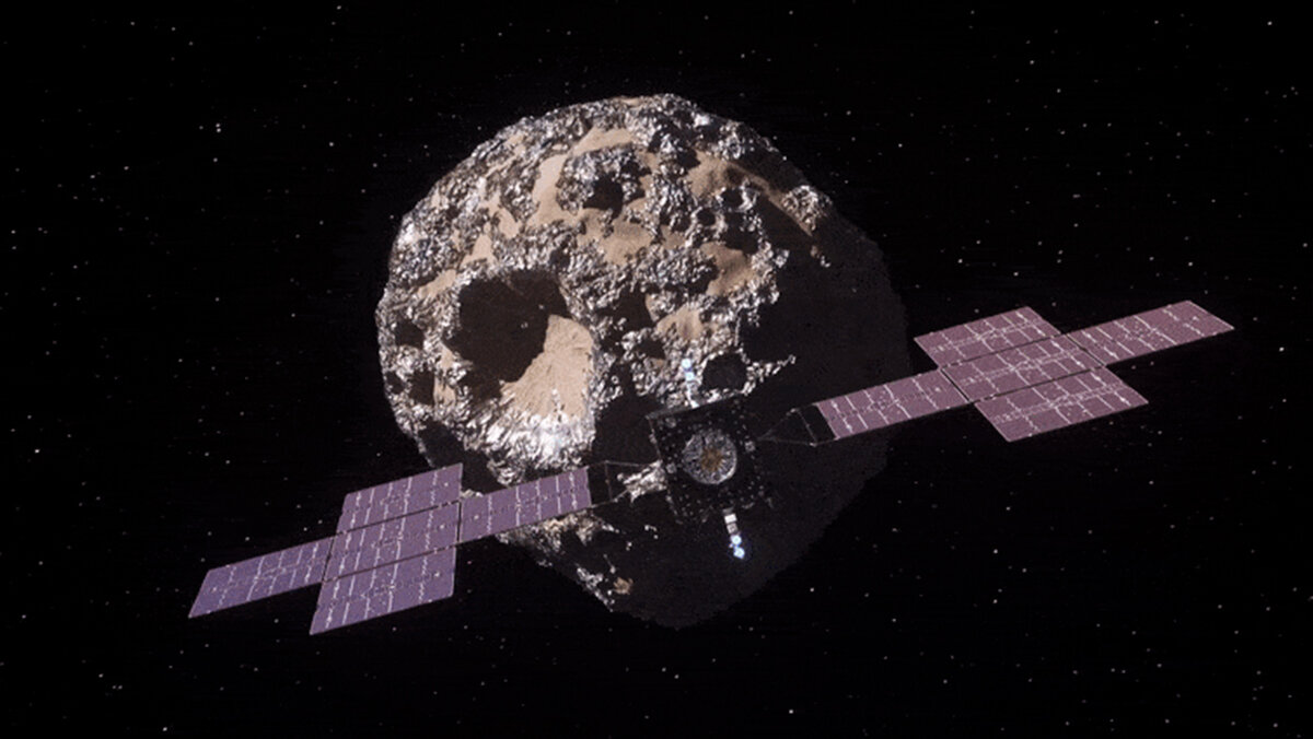 Зонд «Психея» и одноимённый астероид. NASA / JPL-Caltech / ASU