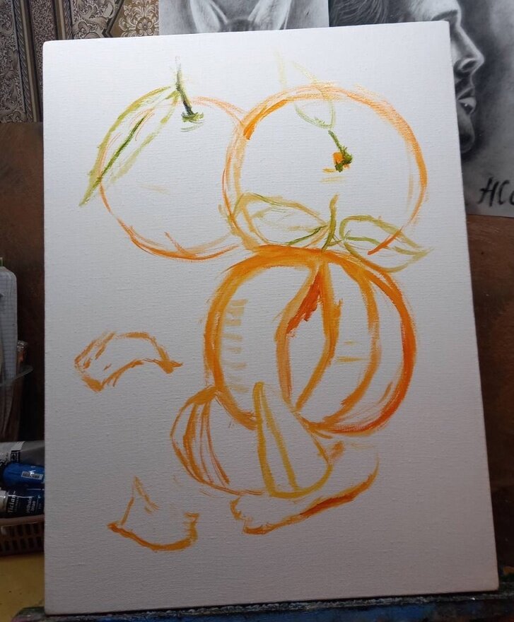 В несколько кадров засняла для вас этапы рисования мандаринов. Листайте карусель --->