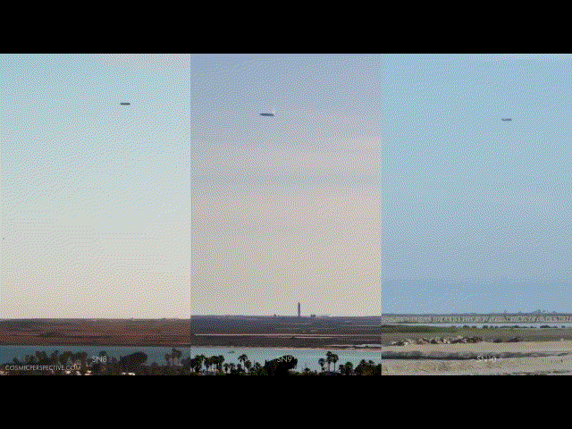 Отработка маневра посадки прототипами Starship. (GIF) 
