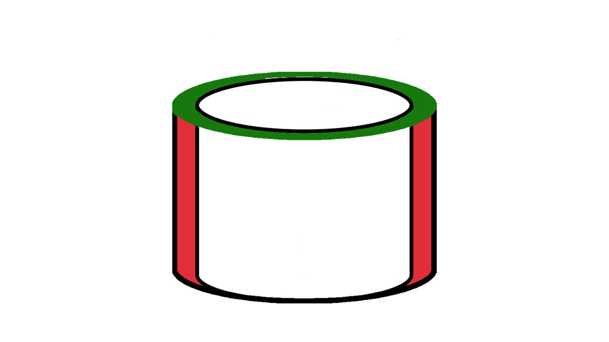 Белый цилиндр - торт в рецепте. Цветной цилиндр - торт, который хотим испечь мы.