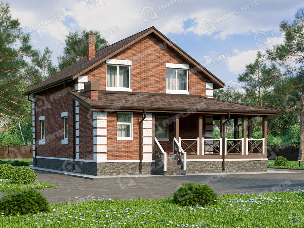 Фото 1 двухэтажного дома из газобетона. Источник arplans.ru Проект К-373 