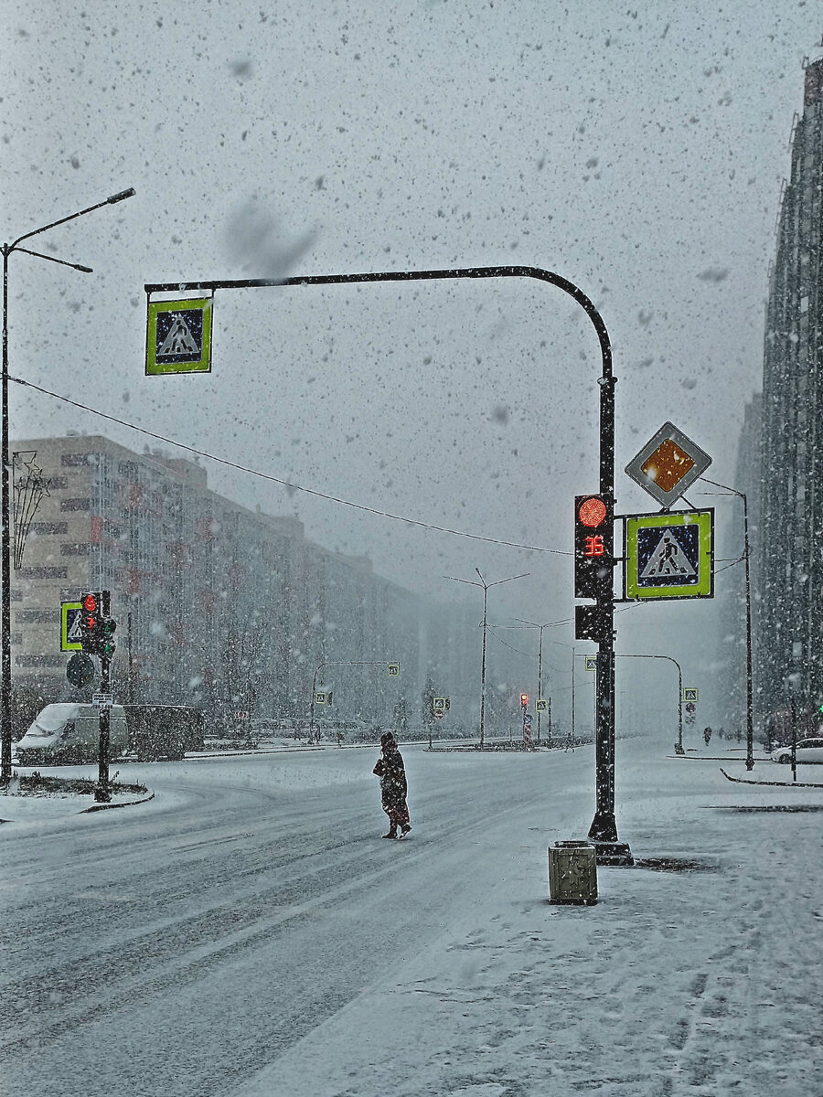 Снегопад над городом 🩵