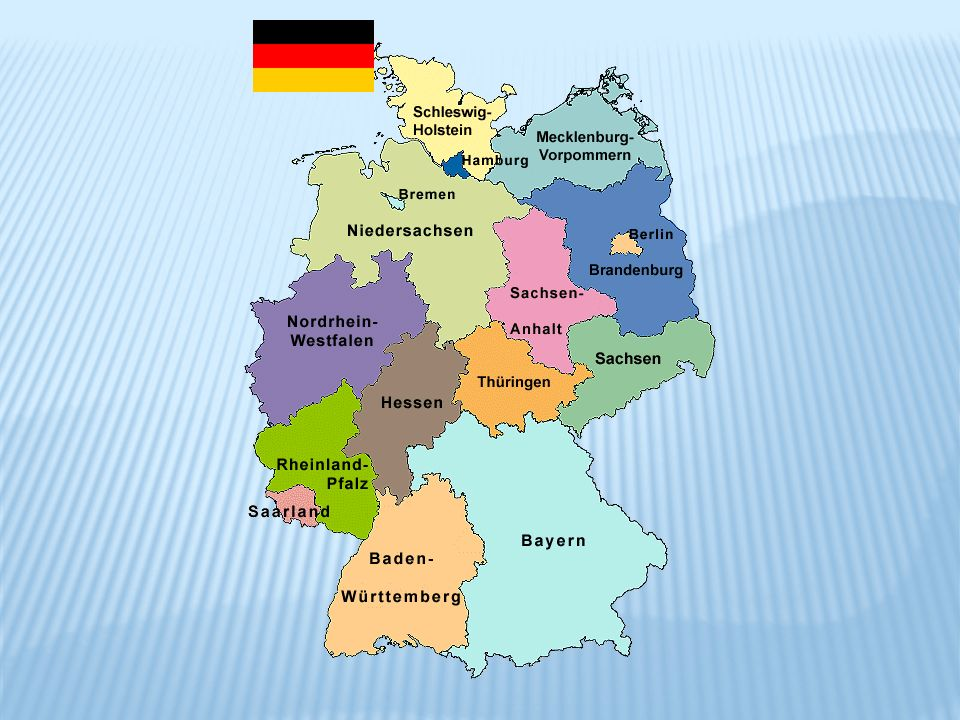 Карта германии с городами на русском подробная. Политическая карта ФРГ. Земли Германии на карте. Карта Германии 16 земель. Карта ФРГ на немецком языке.