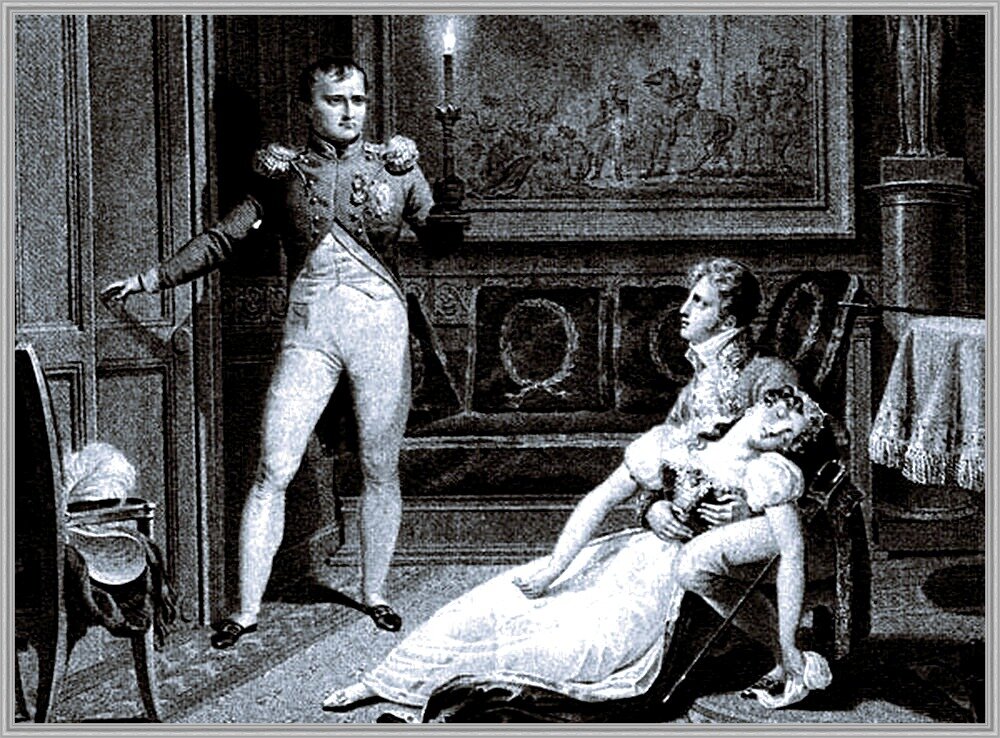 Наполеон объявляет Жозефине о предстоящем разводе, 30 ноября 1809 года. Гравюра П. Боссельмана, К.А. Шасселя. 