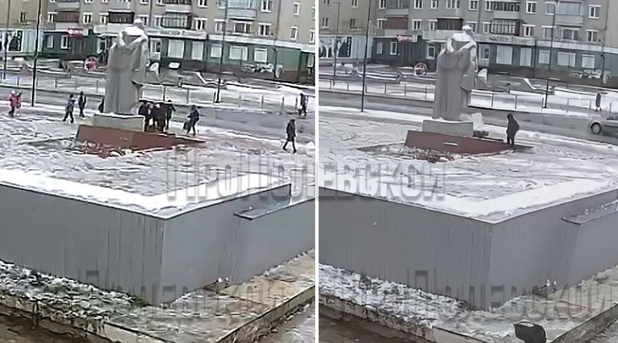 Поведение подростков зафиксировали несколько камер видеонаблюдения: молодые люди позволяют себе толпой ходить по постаменту, а потом один из парней кидает снег в Вечный огонь, пламя гаснет, идёт дым. Затем подросток просто уходит с места происшествия. Cкриншоты с камер видеонаблюдения предоставлены администрацией Полевского городского округа