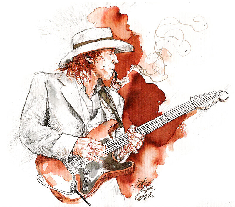 Portrait of Stevie Ray Vaughan by Artur Lopes