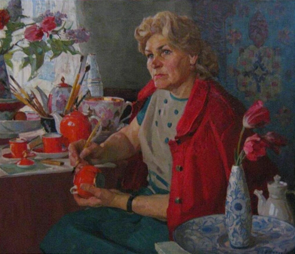 Портрет Правиковой А.И.1977 г. Художник Шапаев Ф.В."Музей-заповедник "Дмитровский кремль" (МБУ "Музей-заповедник "Дмитровский кремль"). https://archivogram.top.