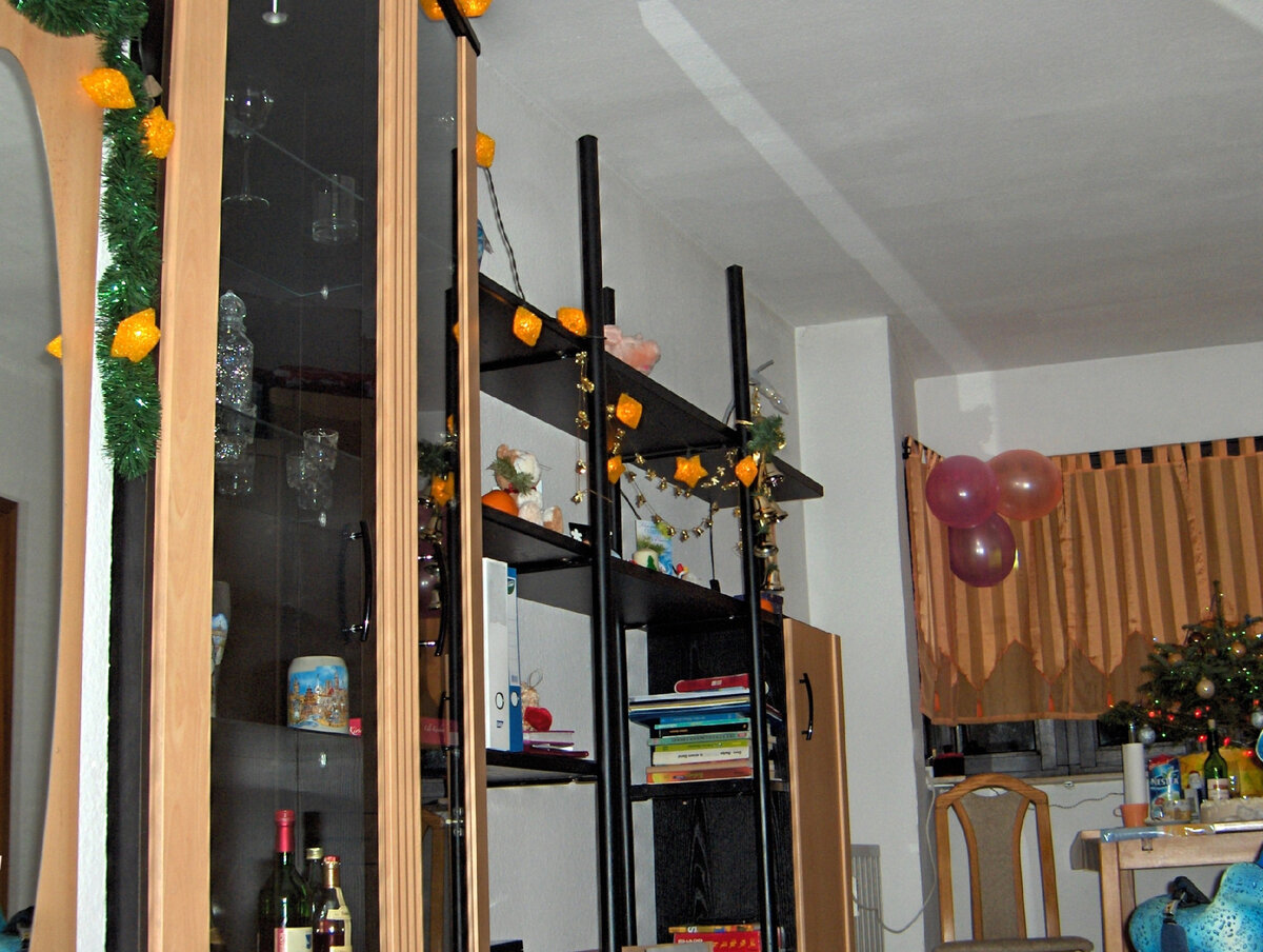 Кусочек зала в нашей первой съёмной квартире в Германии. Люстры то ли ещё нет, то ли уже не влезла в кадр.