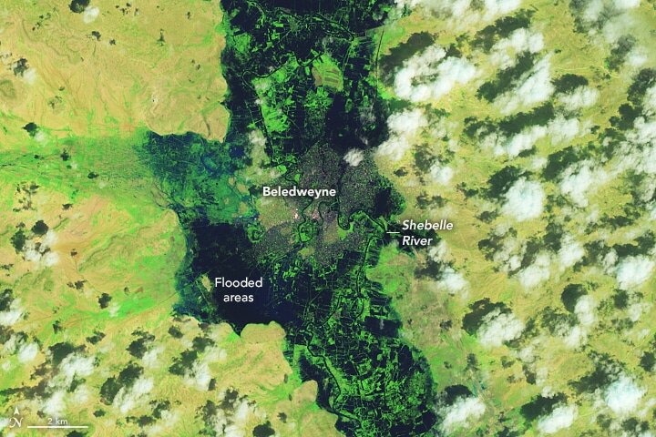    Наводнение в Беледуэйне 15 ноября 2023 года / © NASA Earth Observatory