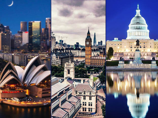 Сидней, Лондон, Вашингтон. Фото из свободных источников.