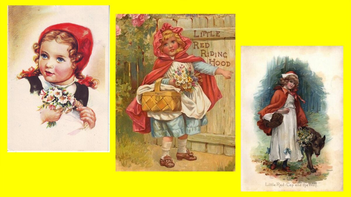 Открытки с изображением Красной Шапочки. Коллаж автора, полистайте))