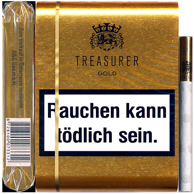 Австрия, 2007 год. 20 штук с фильтром в металлическом футляре и в целлофане. Смола 10 мг, никотин 0,8 мг. Цена (была) 25 €. Производитель: "Heupink & Bloemen", Нидерланды. Владелец торговой марки: "Chancellor Tobacco Company".